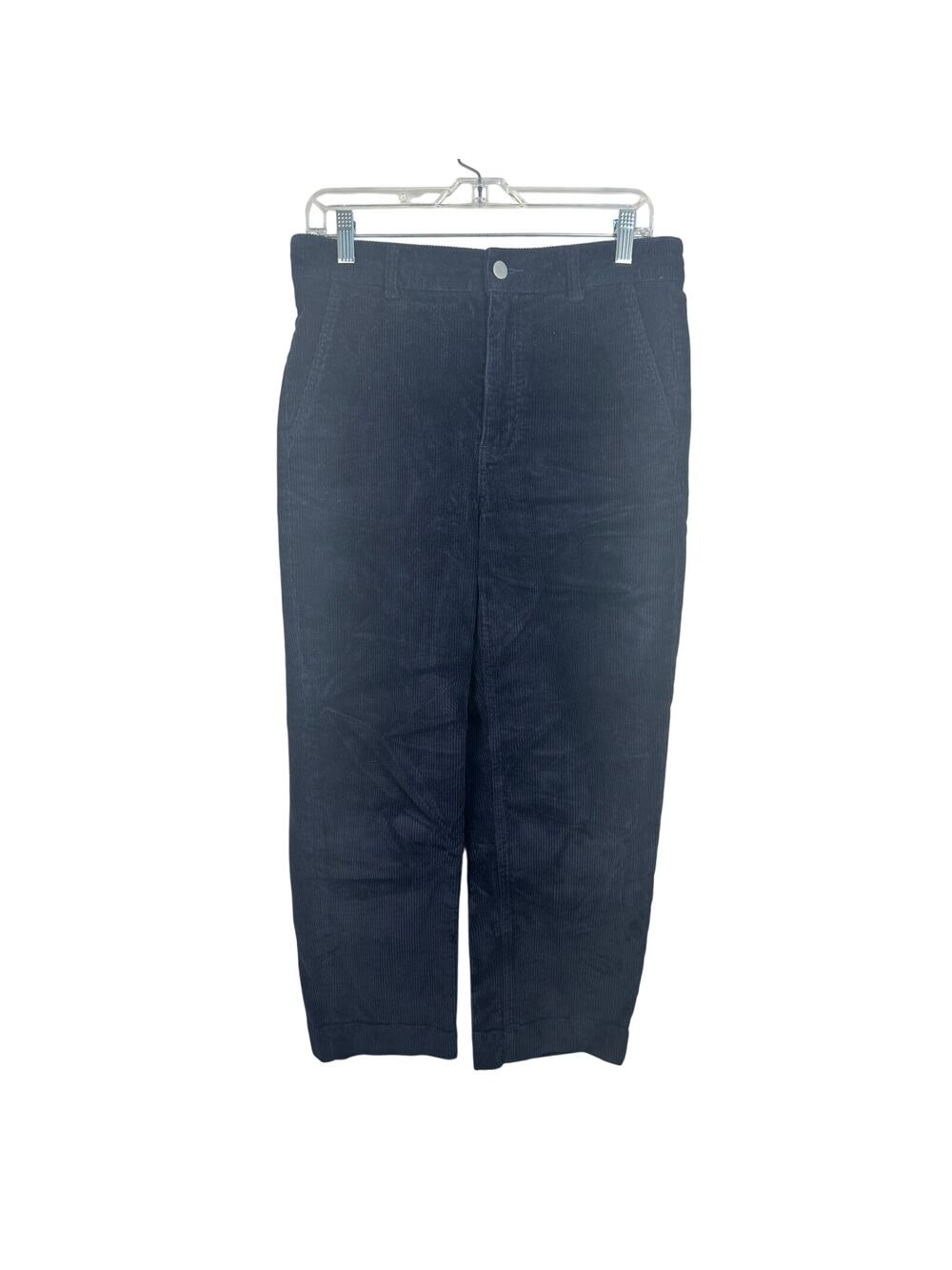 Everlane Utility Wide Corduroy‎ Straight Pant Women 8 Navy Blue EUC Academia